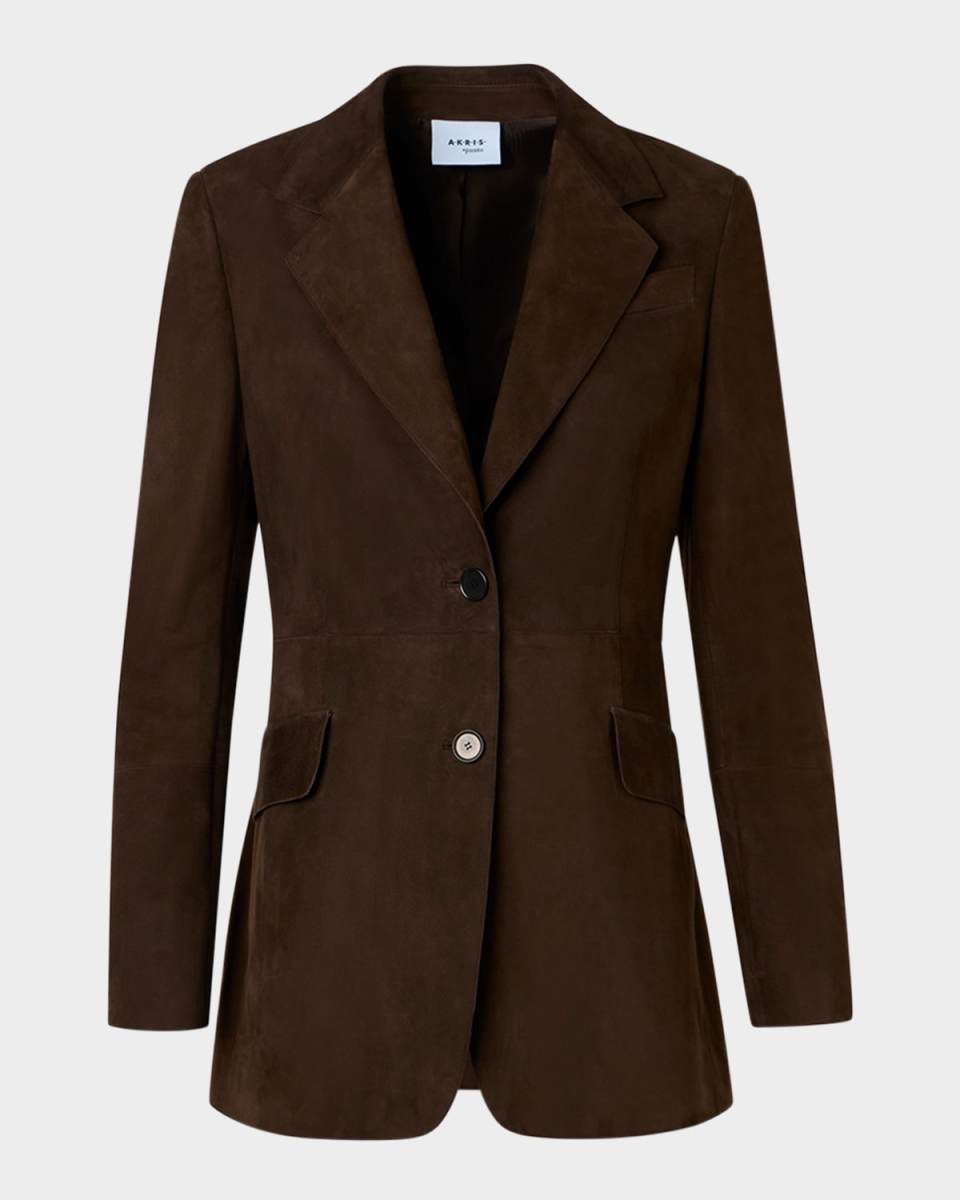 Nappa Suede Single-Breasted Blazer Jacket